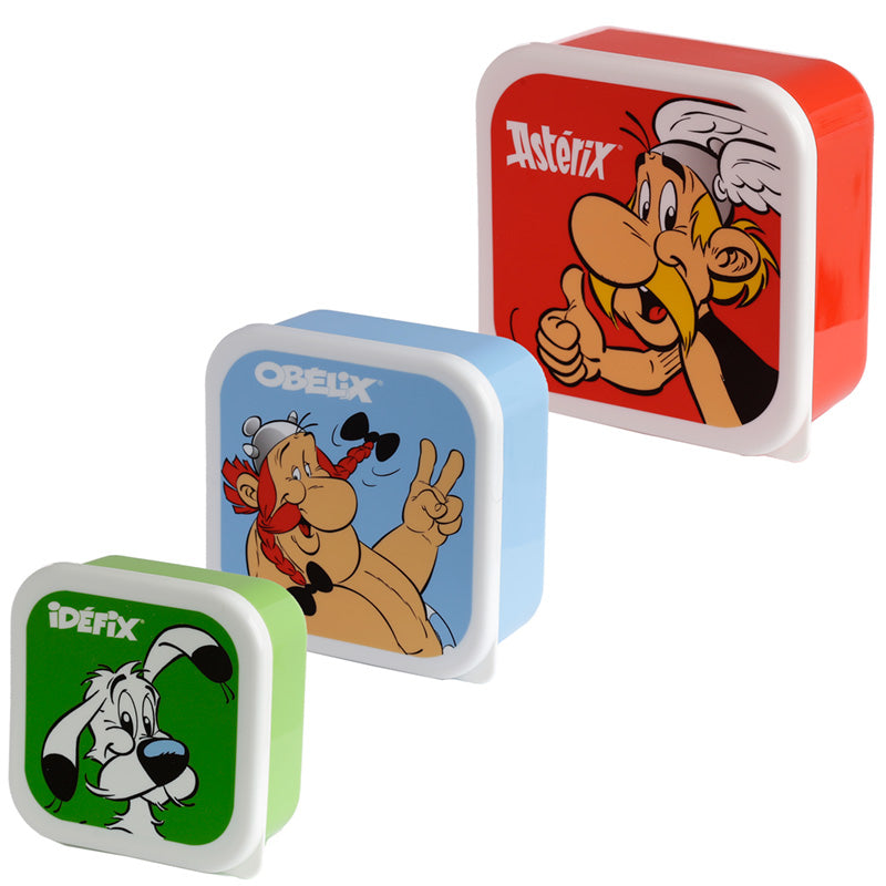 Lunch Boxes Set of 3 (M/L/XL) - Asterix, Obelix and Dogmatix (Idefix)
