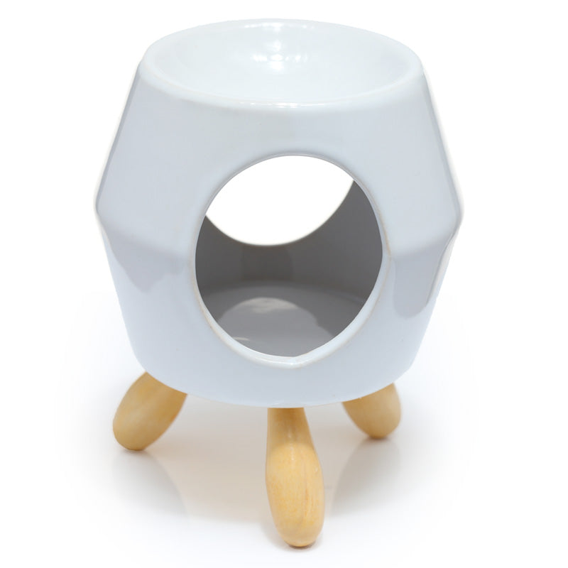 Ceramic White Abstract Eden Oil Burner with Feet