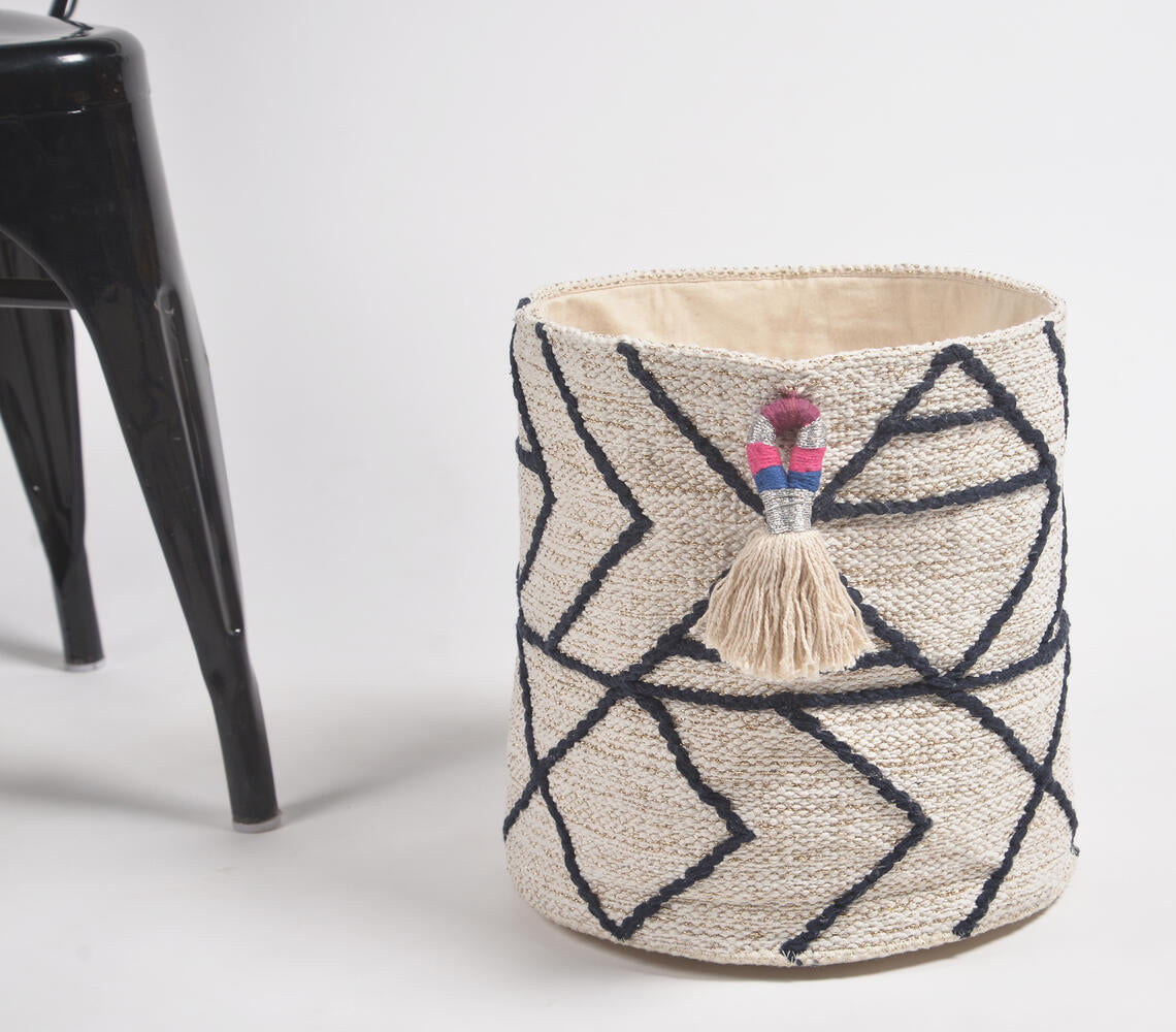 Abstract Monotone Storage Basket with Tassel