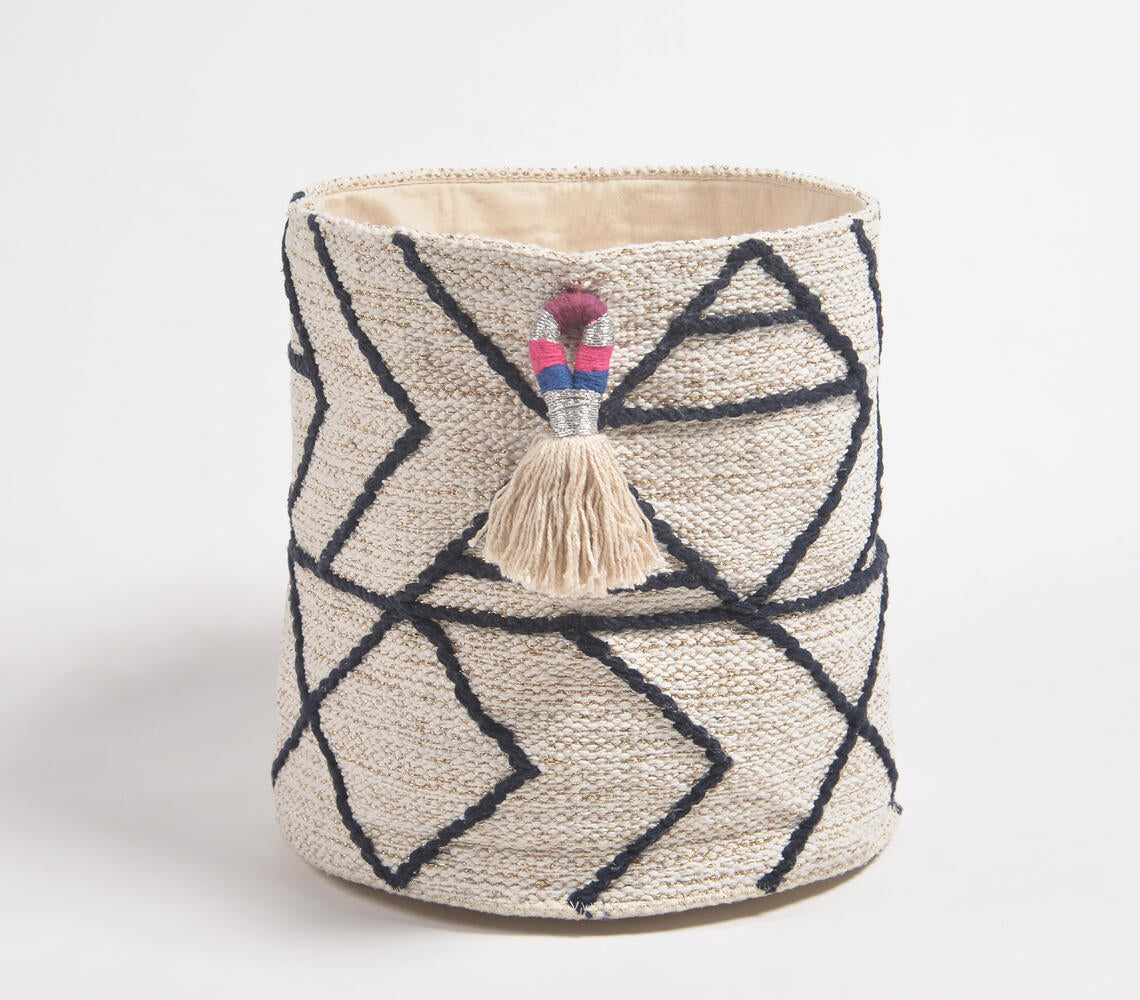 Abstract Monotone Storage Basket with Tassel