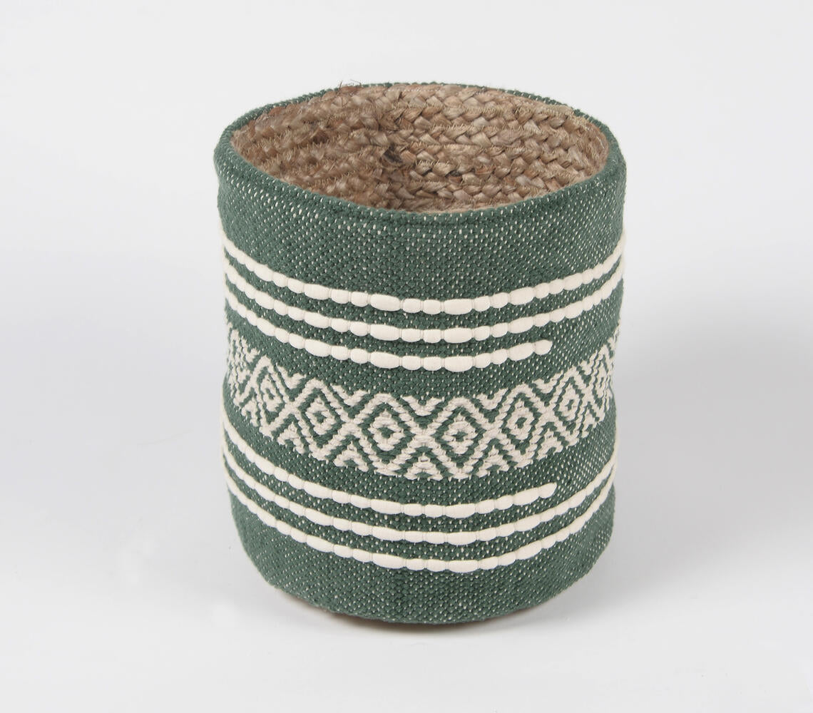Olive Green Cotton & Jute Basket