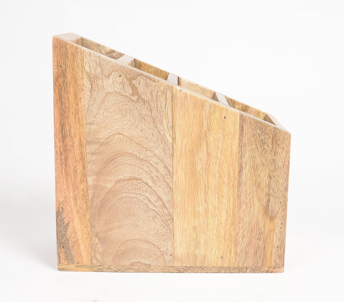Hand Cut Mango Wood Classic Cutlery Stand