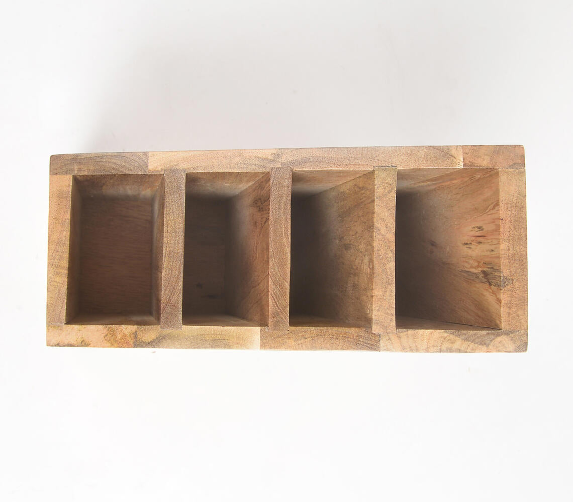 Hand Cut Mango Wood Classic Cutlery Stand