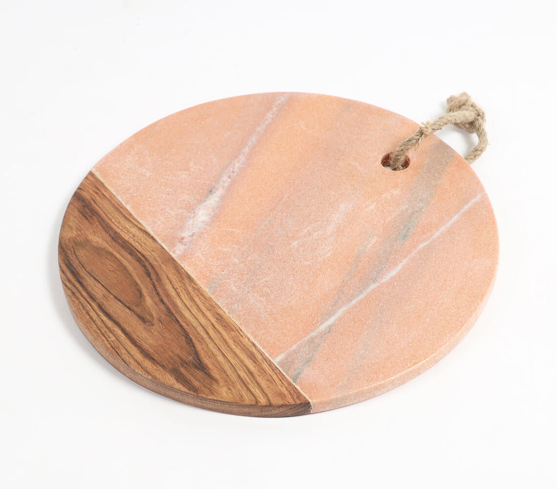 Round Marble Textured Cheeseboard & Knife