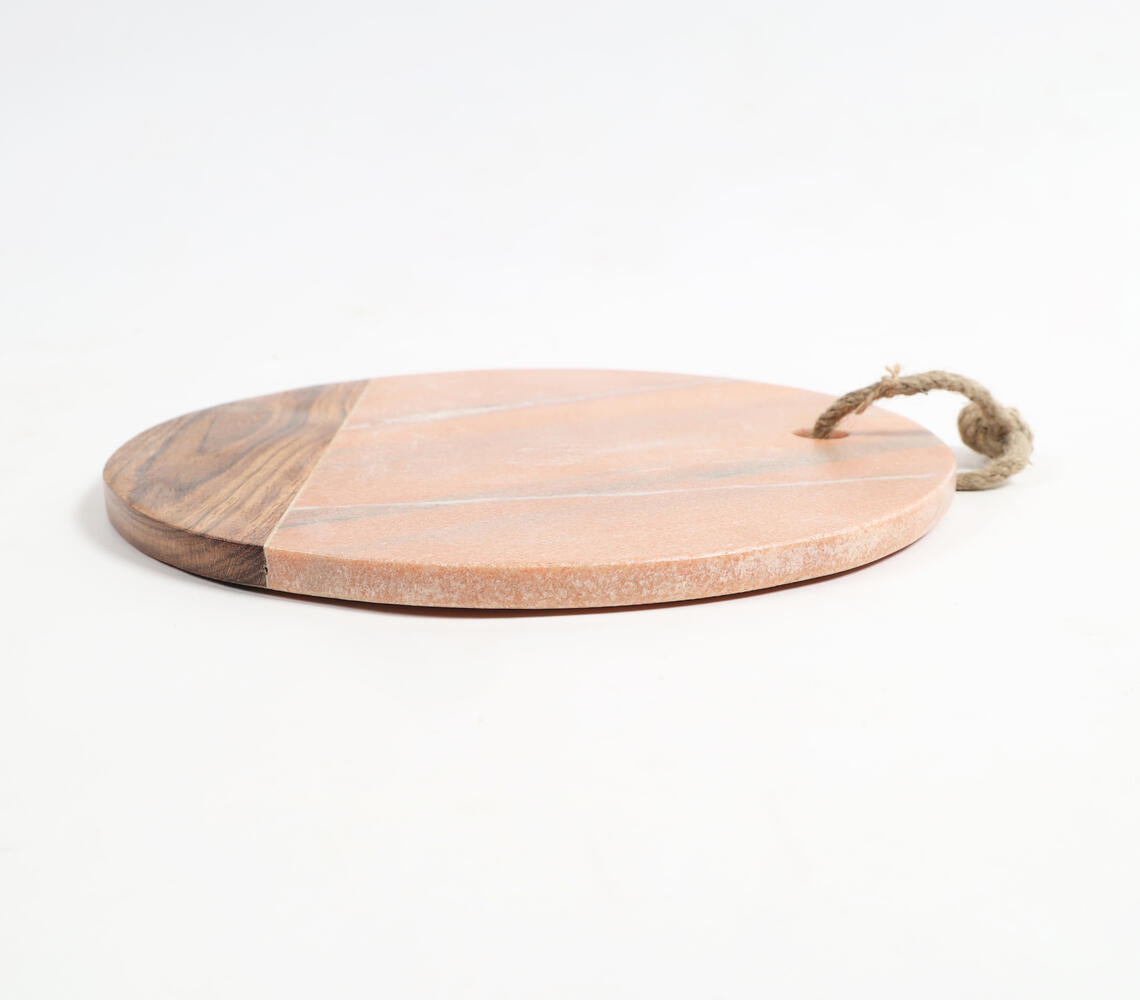 Round Marble Textured Cheeseboard & Knife