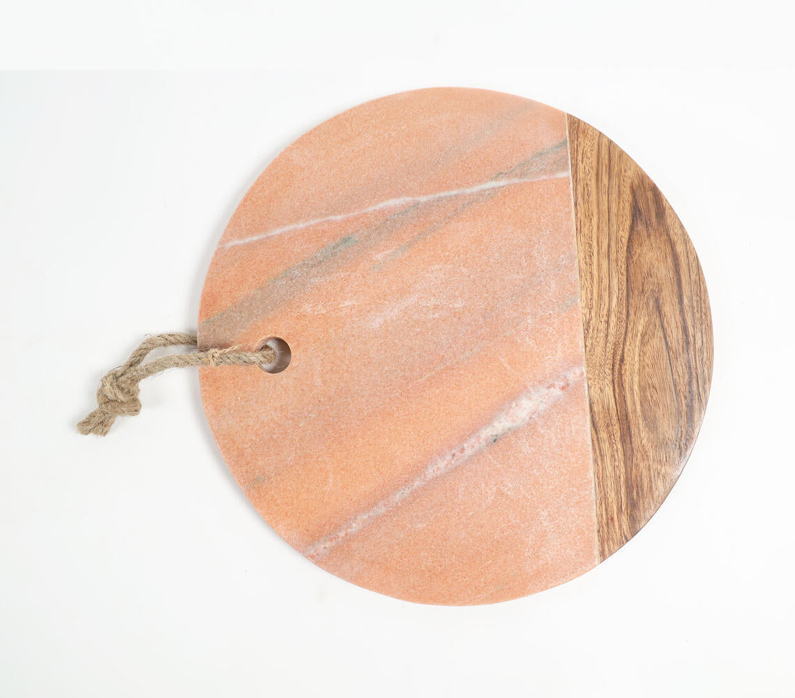 Round Marble Textured Cheeseboard & Knife