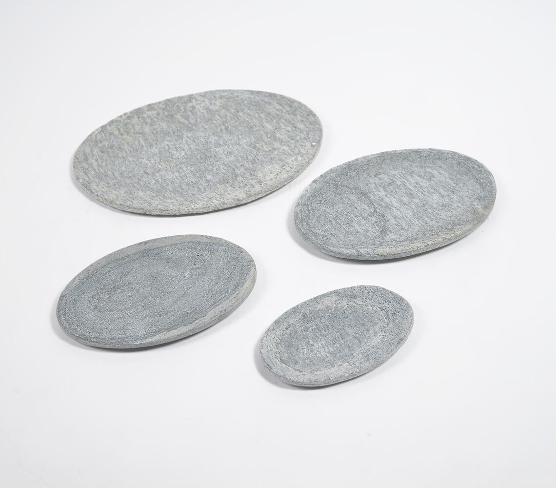 Hand Carved Grey Slate Oval Trays (set of 4)