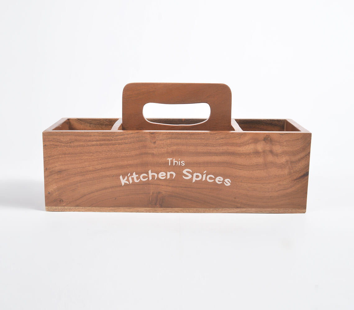 Hand Cut Wooden Brown Cutlery Holder