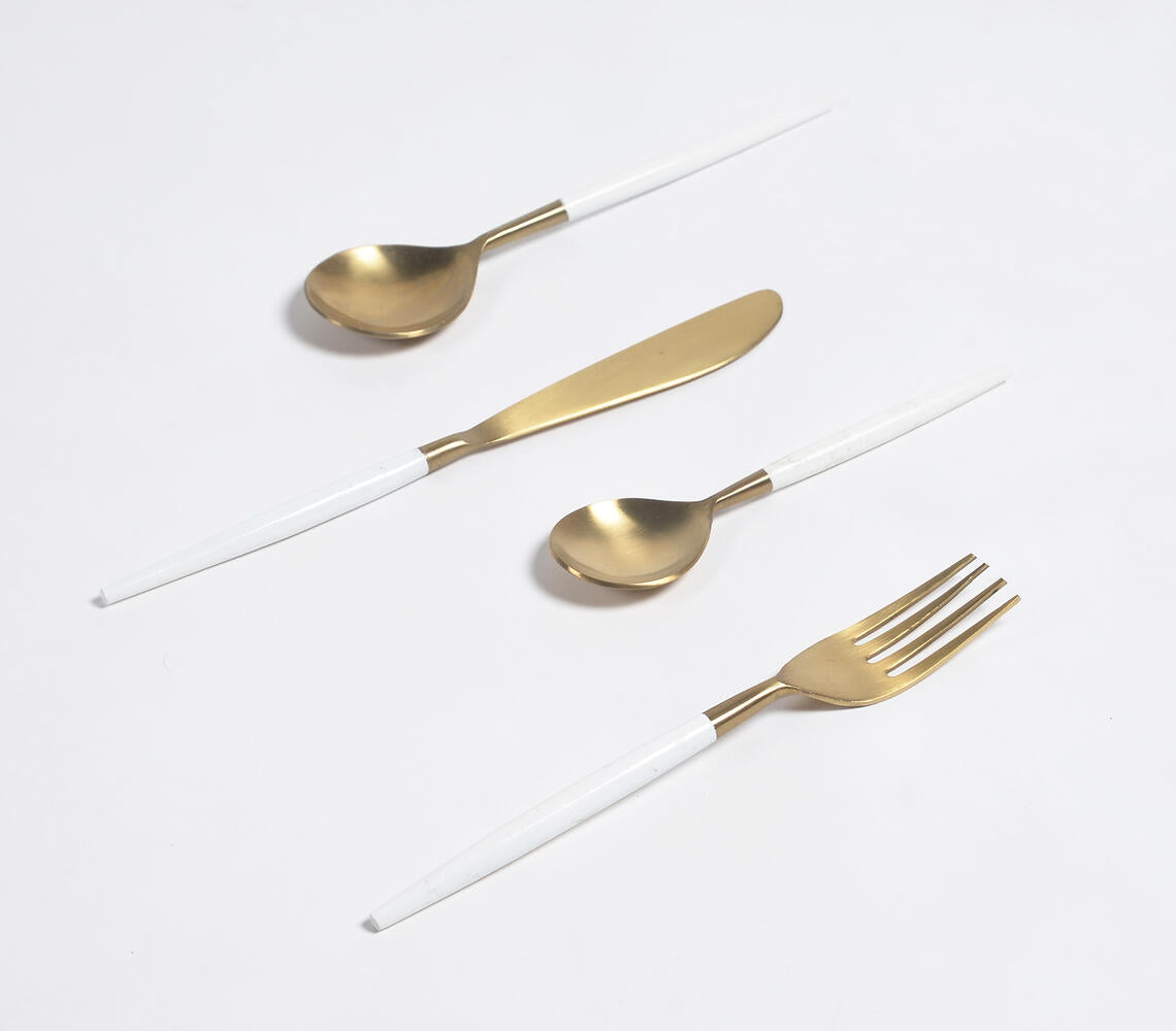 Ivory Enamelled Stainless Steel Cutlery Set