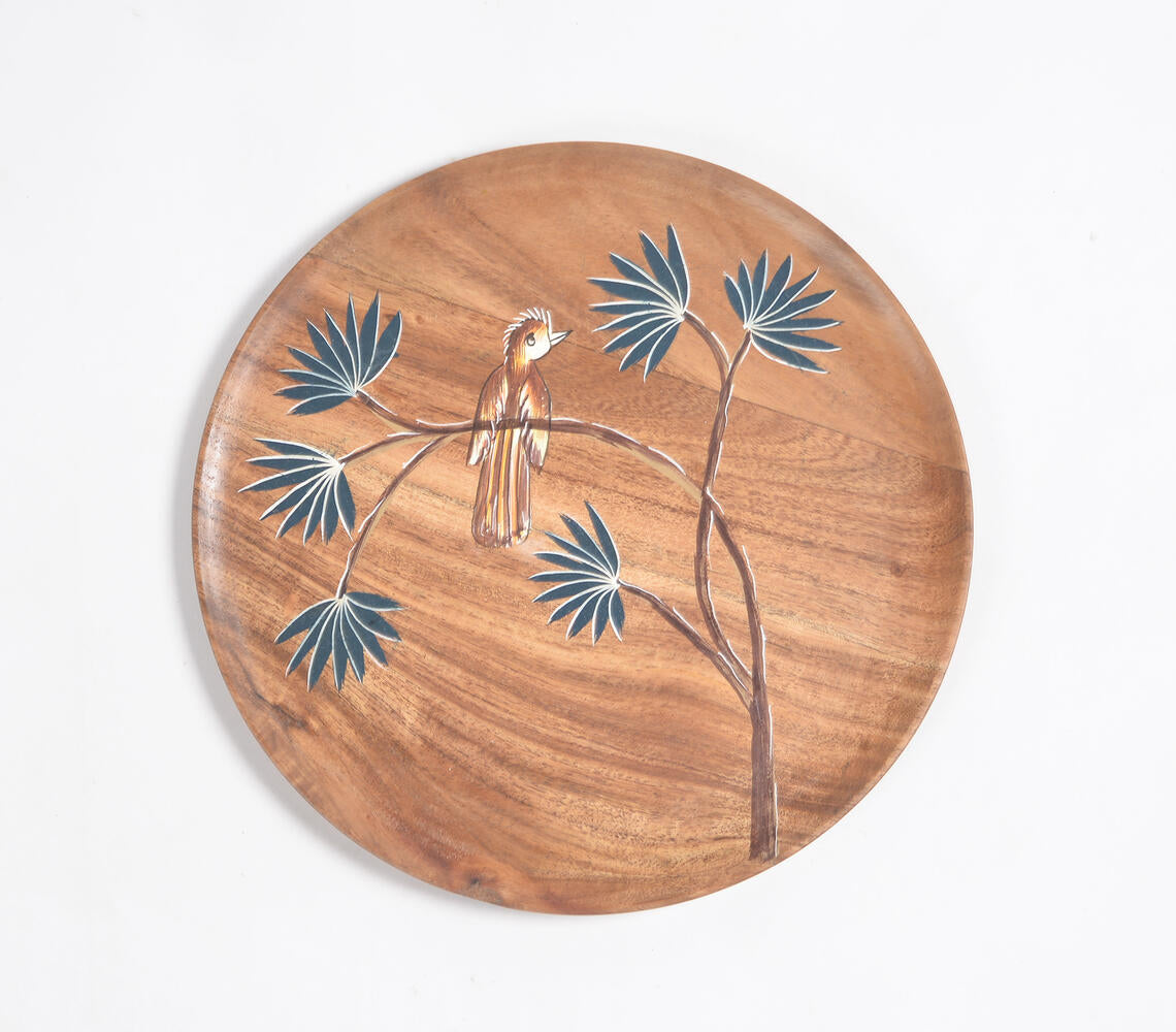 Hand Painted Acacia Wood Bird Trays (Set of 3)
