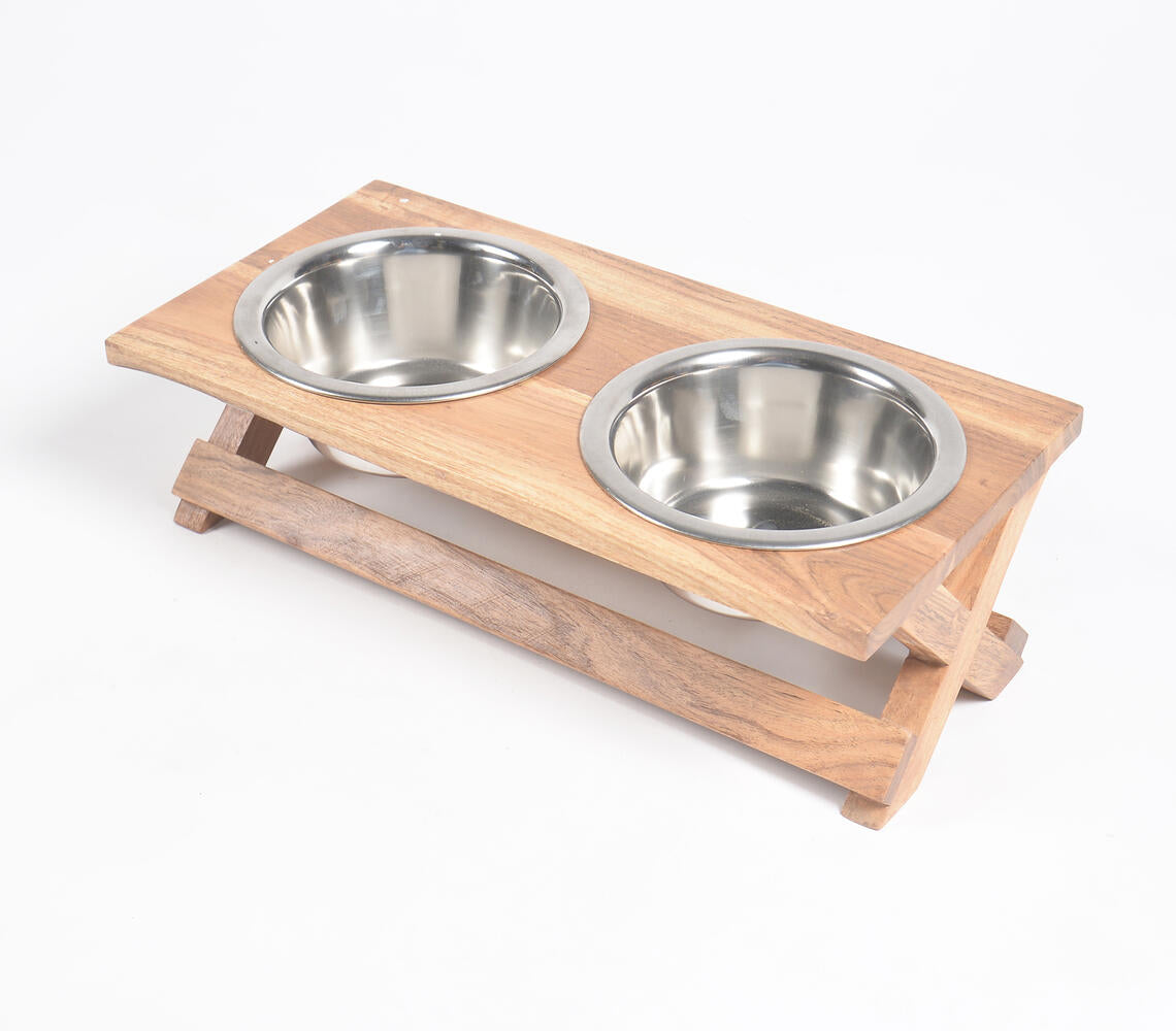 Hand Cut Vintage Wooden Pet Feeder-0