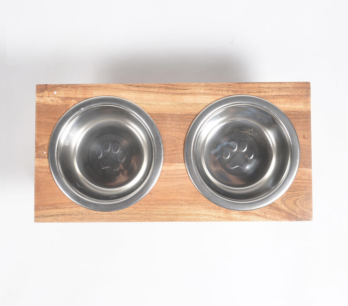 Hand Cut Vintage Wooden Pet Feeder-1