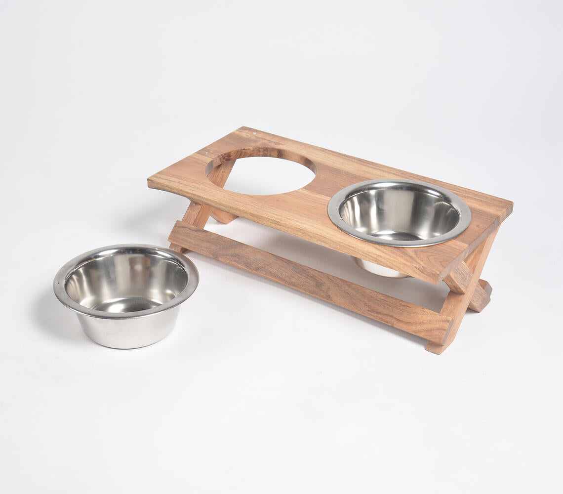 Hand Cut Vintage Wooden Pet Feeder-2