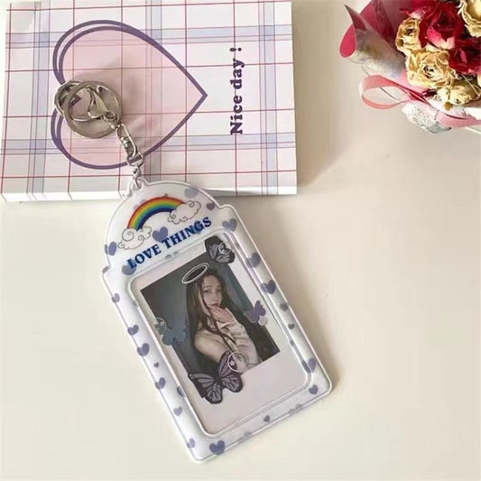 MINKYS Kawaii Kpop Photocards Card Holder With Chain Protector Idol Photo Sleeves Gift School Stationery