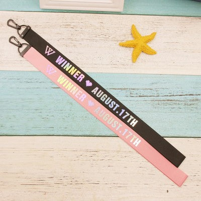 Kpop Winner Member Name Laser Long Lanyard Keychain Phone Strap Fashion Necklace Bag Pendant Key Holder