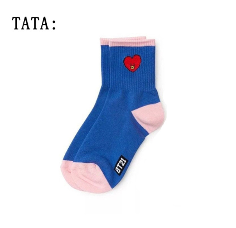 7 pcs New Kpop Bangtan Boys BT21 TATA COOKY CHIMMY same cute warm Cartoon winter autumn spring cotton Slippers Casual socks