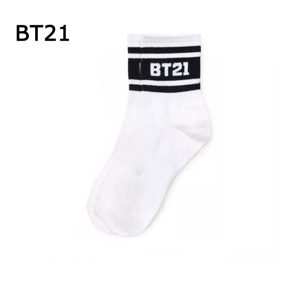 7 pcs New Kpop Bangtan Boys BT21 TATA COOKY CHIMMY same cute warm Cartoon winter autumn spring cotton Slippers Casual socks
