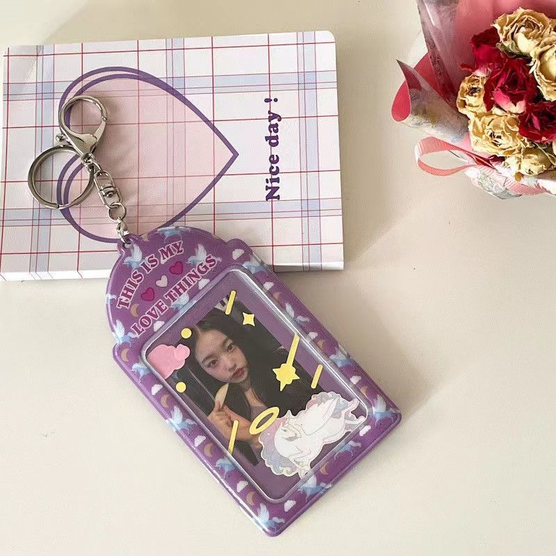 MINKYS Kawaii Kpop Photocards Card Holder With Chain Protector Idol Photo Sleeves Gift School Stationery