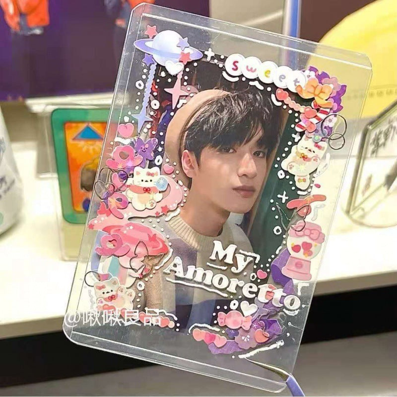 MINKYS Kawaii Kpop Photocards Card Holder With Chain Protector Idol Photo Sleeves Gift School Stationery