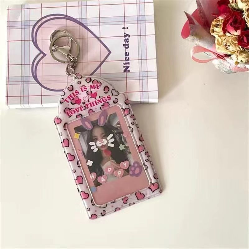 MINKYS Kawaii Kpop Photocards Card Holder With Chain Protector Idol Photo Sleeves Gift School Stationery