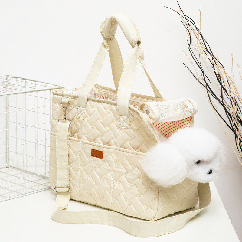 Quilted Pet Carrier Shoulder Bag