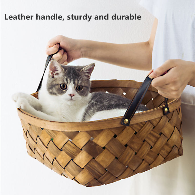 Bamboo Rattan Pet Bed and Cushion