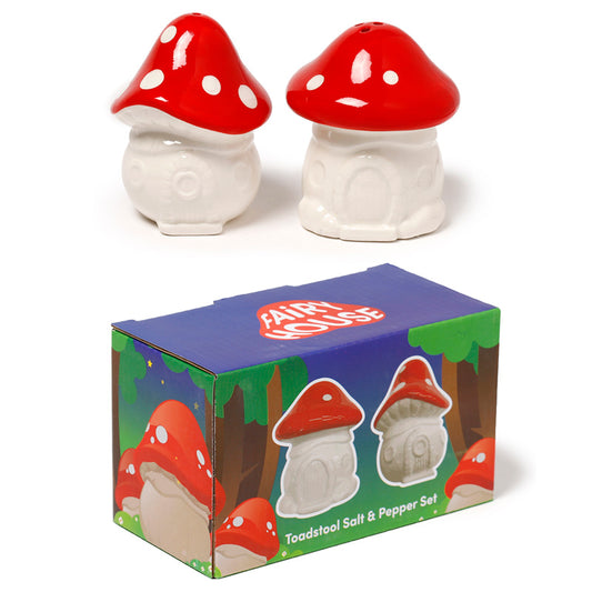 Novelty Ceramic Salt  and  Pepper Set - Fairy Toadstool House