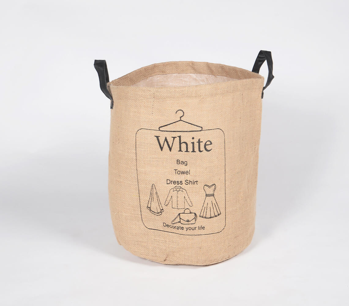 Jute & PU Leather Laundry bags (set of 6)
