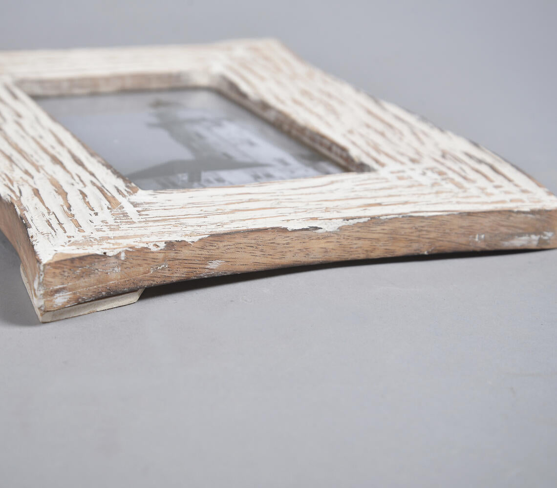 Abstract White Lines Wooden Photo Frame