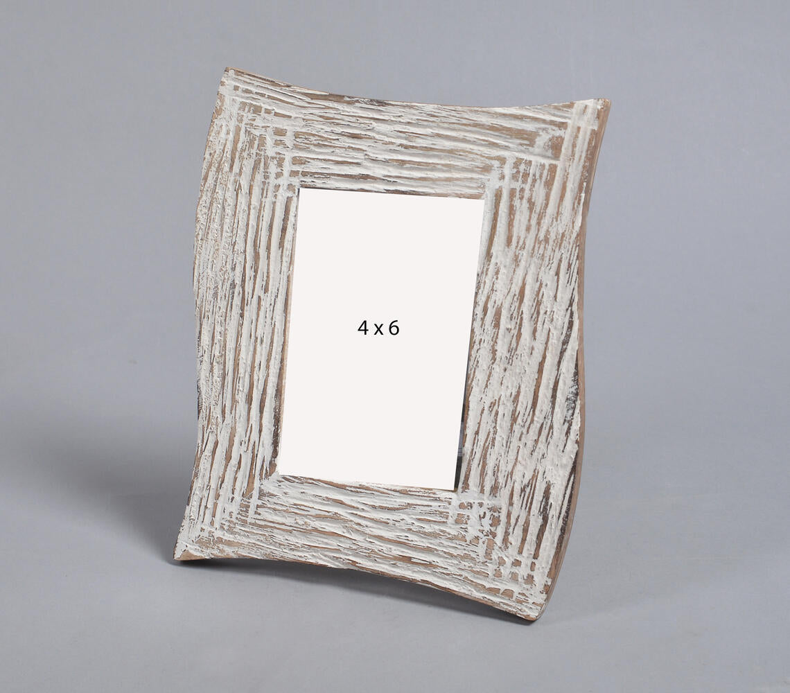 Abstract White Lines Wooden Photo Frame