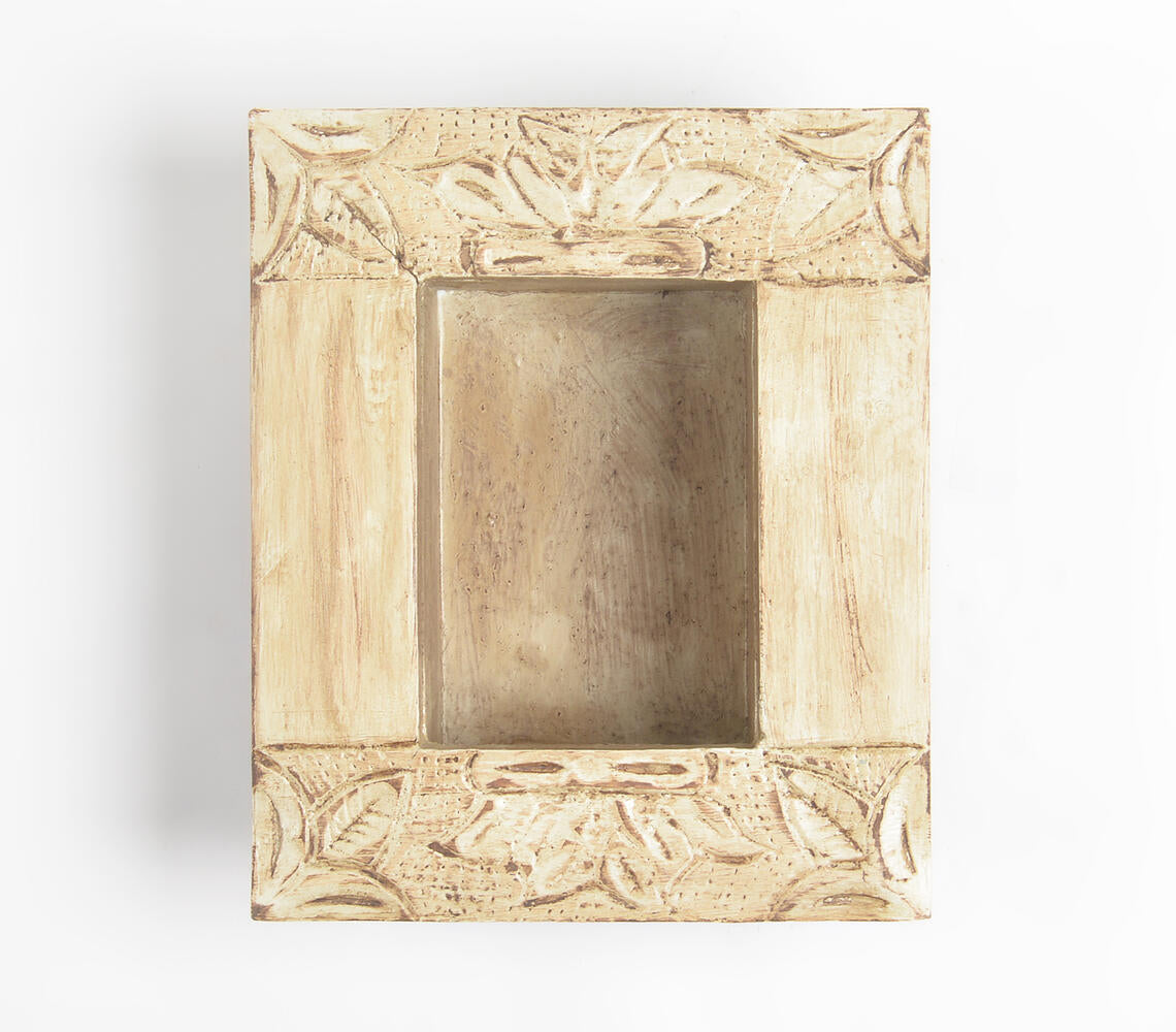 Hand Carved Distress Wood Jharoka Wall Frame