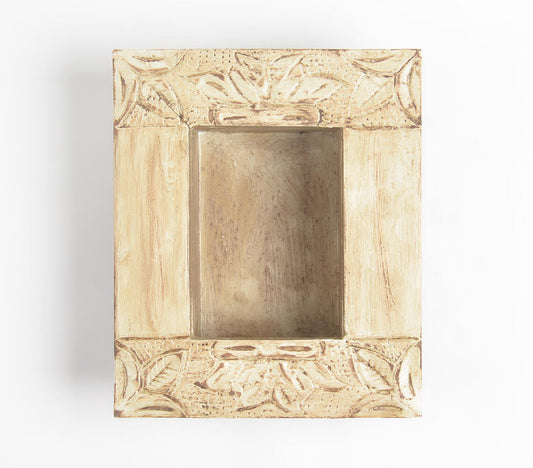 Hand Carved Distress Wood Jharoka Wall Frame