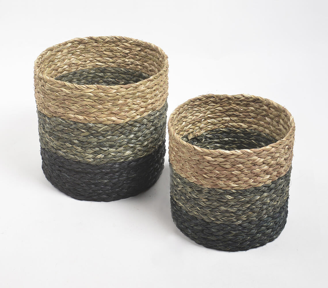 Earthy Sabai Grass Handwoven Planters (Set of 2)