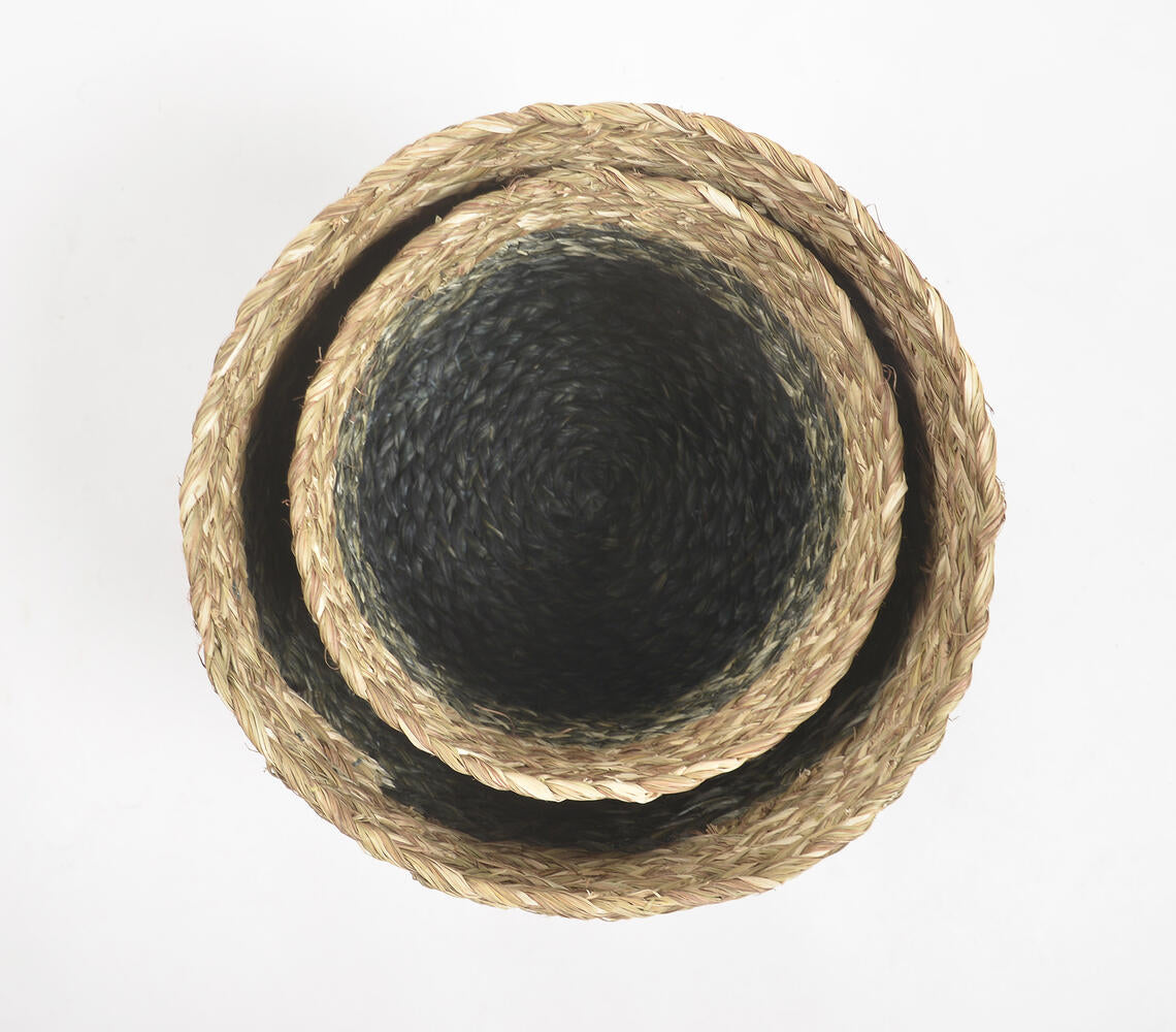 Earthy Sabai Grass Handwoven Planters (Set of 2)