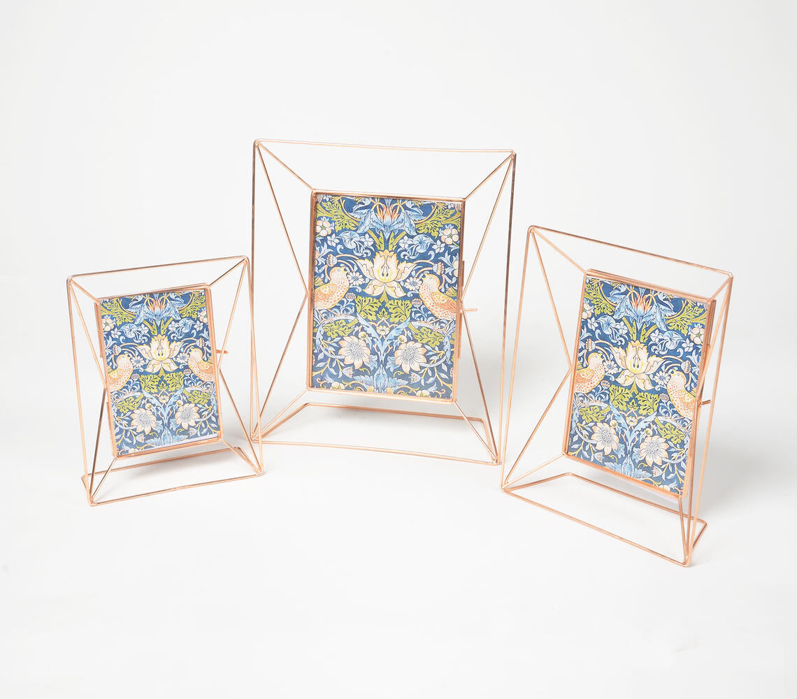 Minimal Rose-Gold Metal & Glass Photo frames (set of 3)