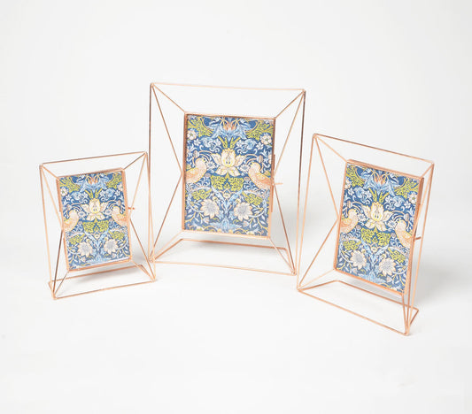 Minimal Rose-Gold Metal & Glass Photo frames (set of 3)