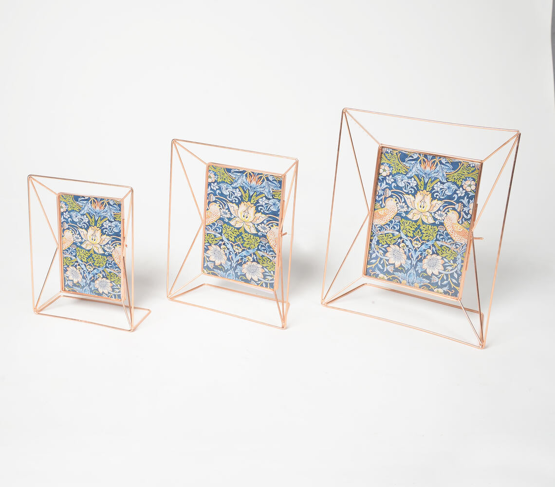 Minimal Rose-Gold Metal & Glass Photo frames (set of 3)
