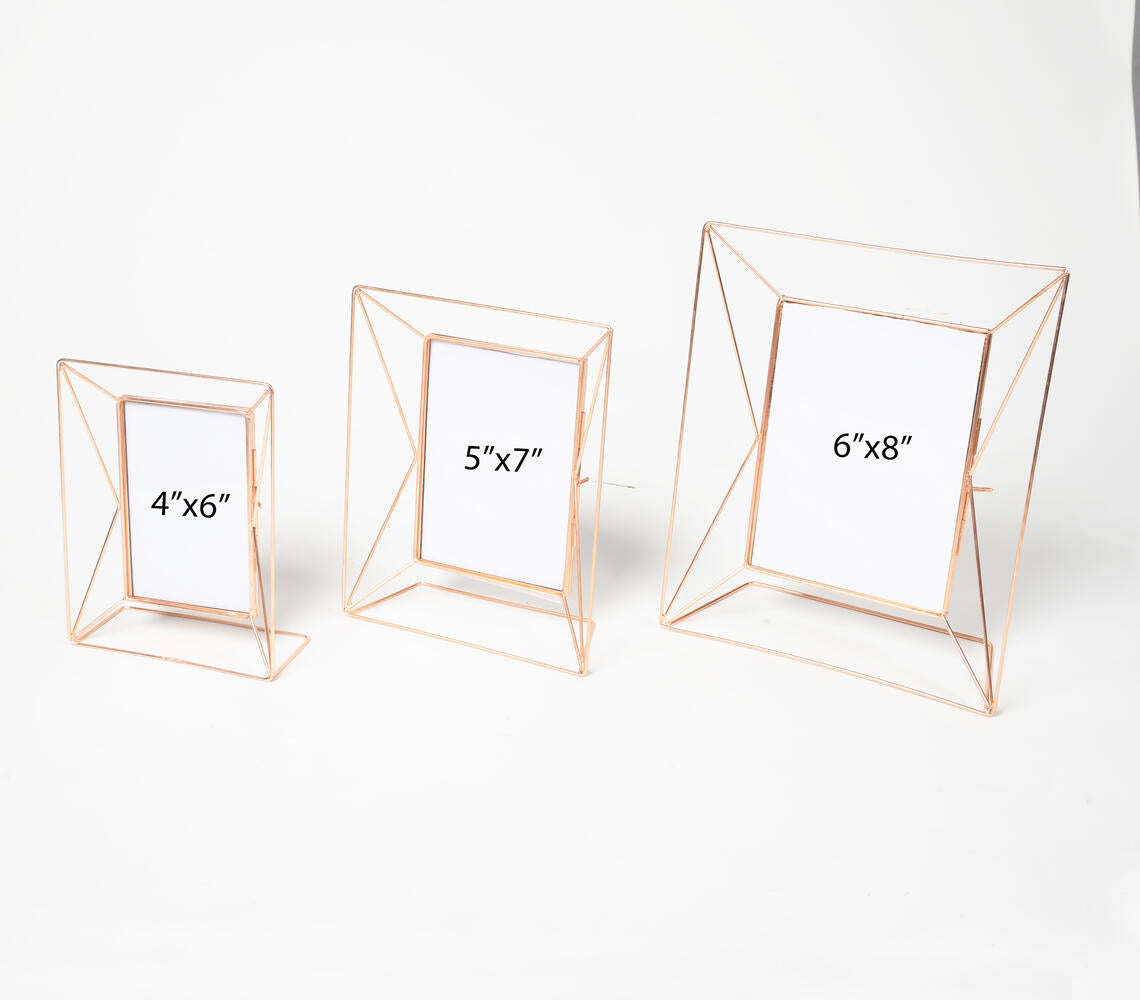 Minimal Rose-Gold Metal & Glass Photo frames (set of 3)