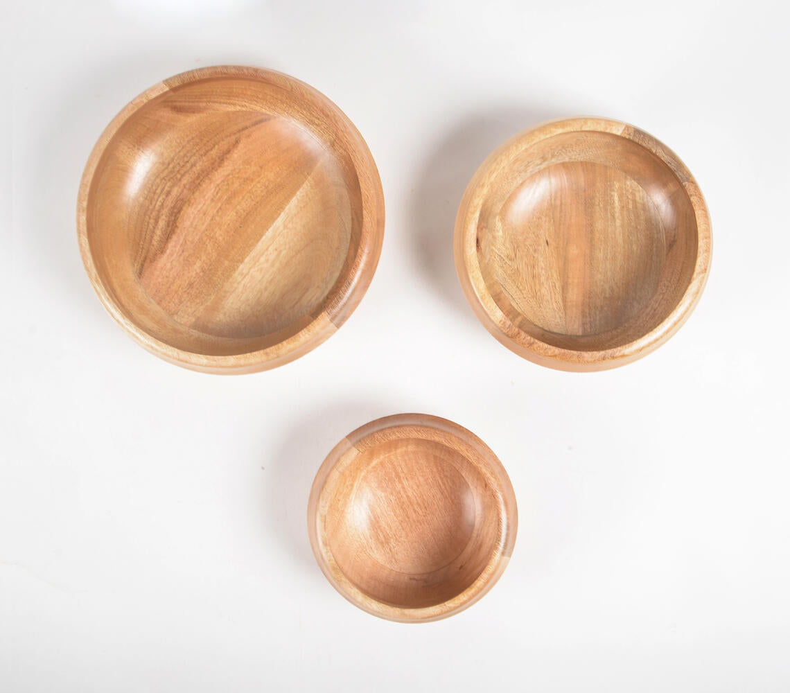 Turned Mango Wood Serving Bowls (set of 3)