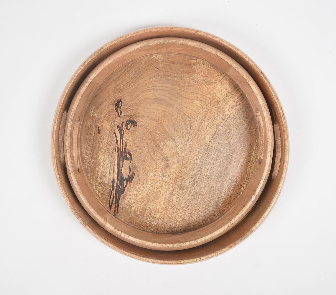 Raw Mango Wood Round Trays (set of 2)