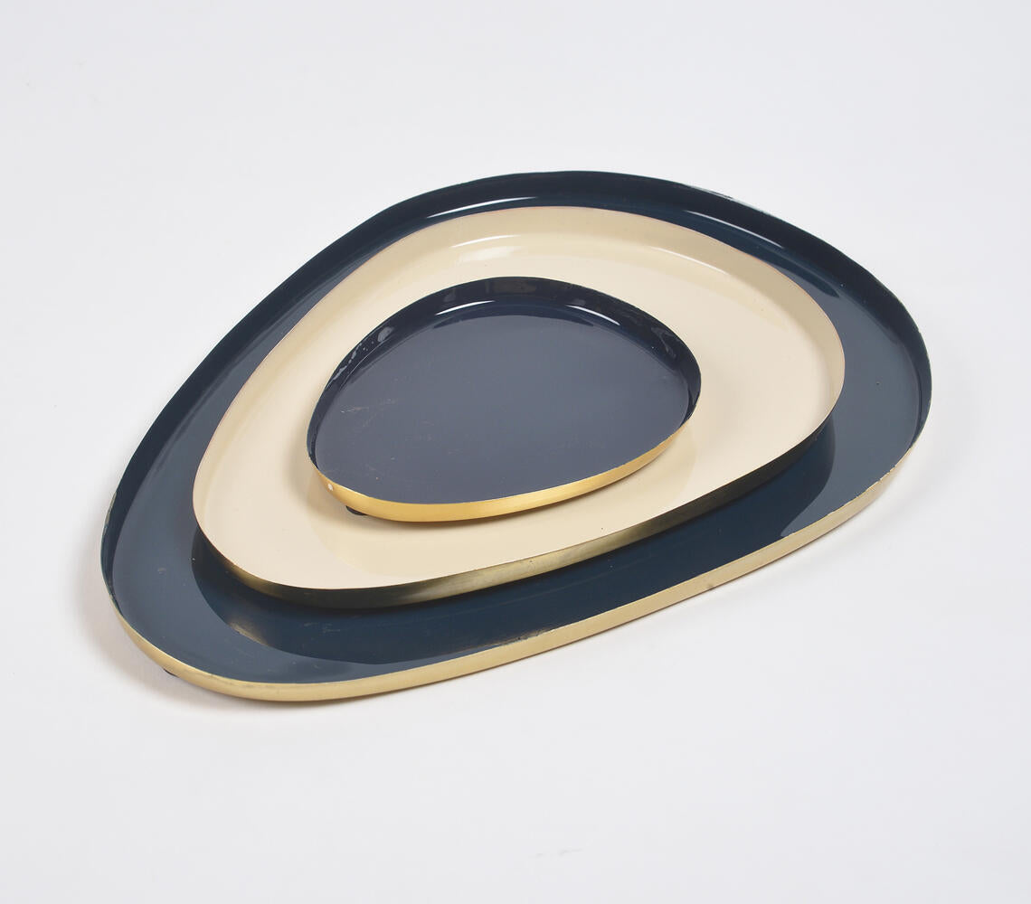 Enamelled Iron Egg-Shaped Snack Trays (set of 3)