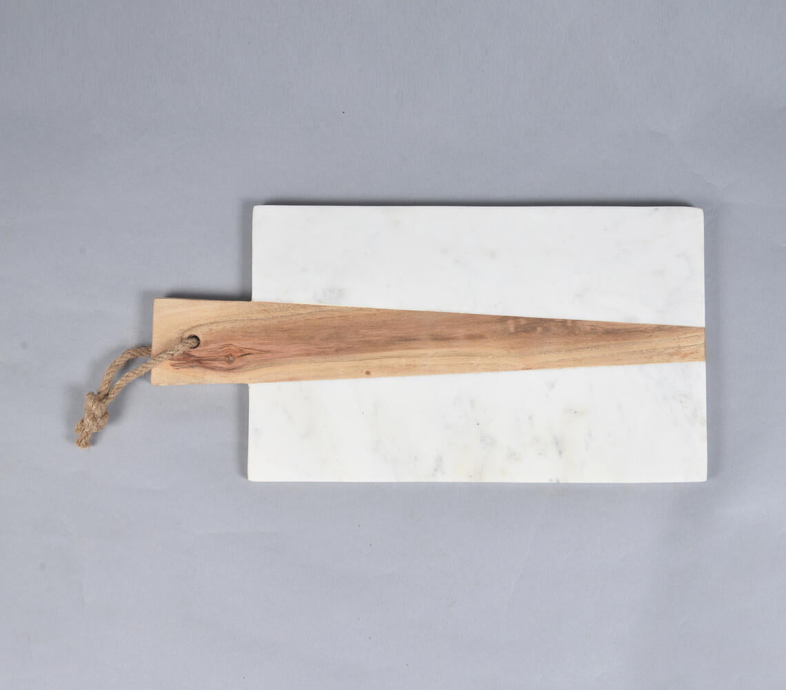 Hand Cut Marble & Acacia Wood Cheese Board