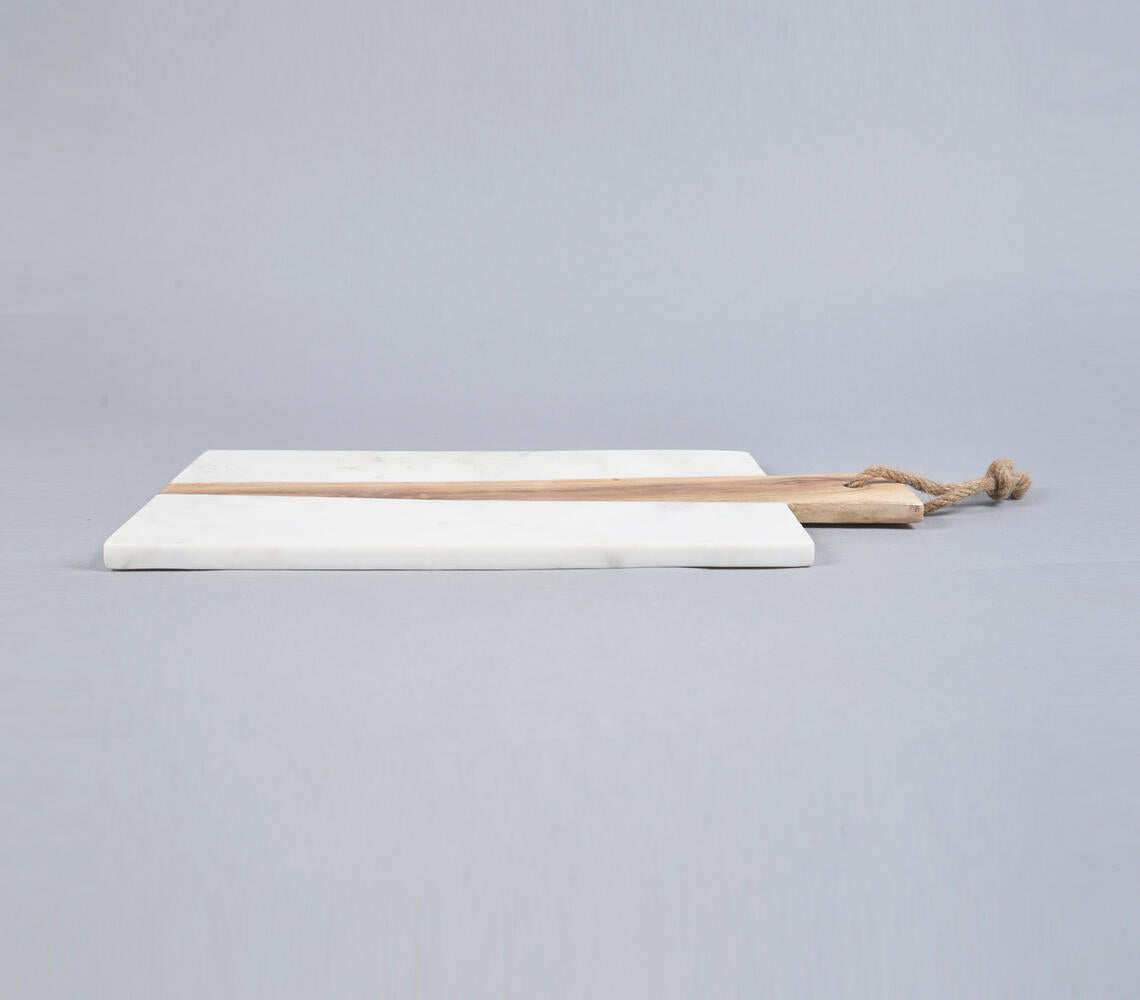 Hand Cut Marble & Acacia Wood Cheese Board
