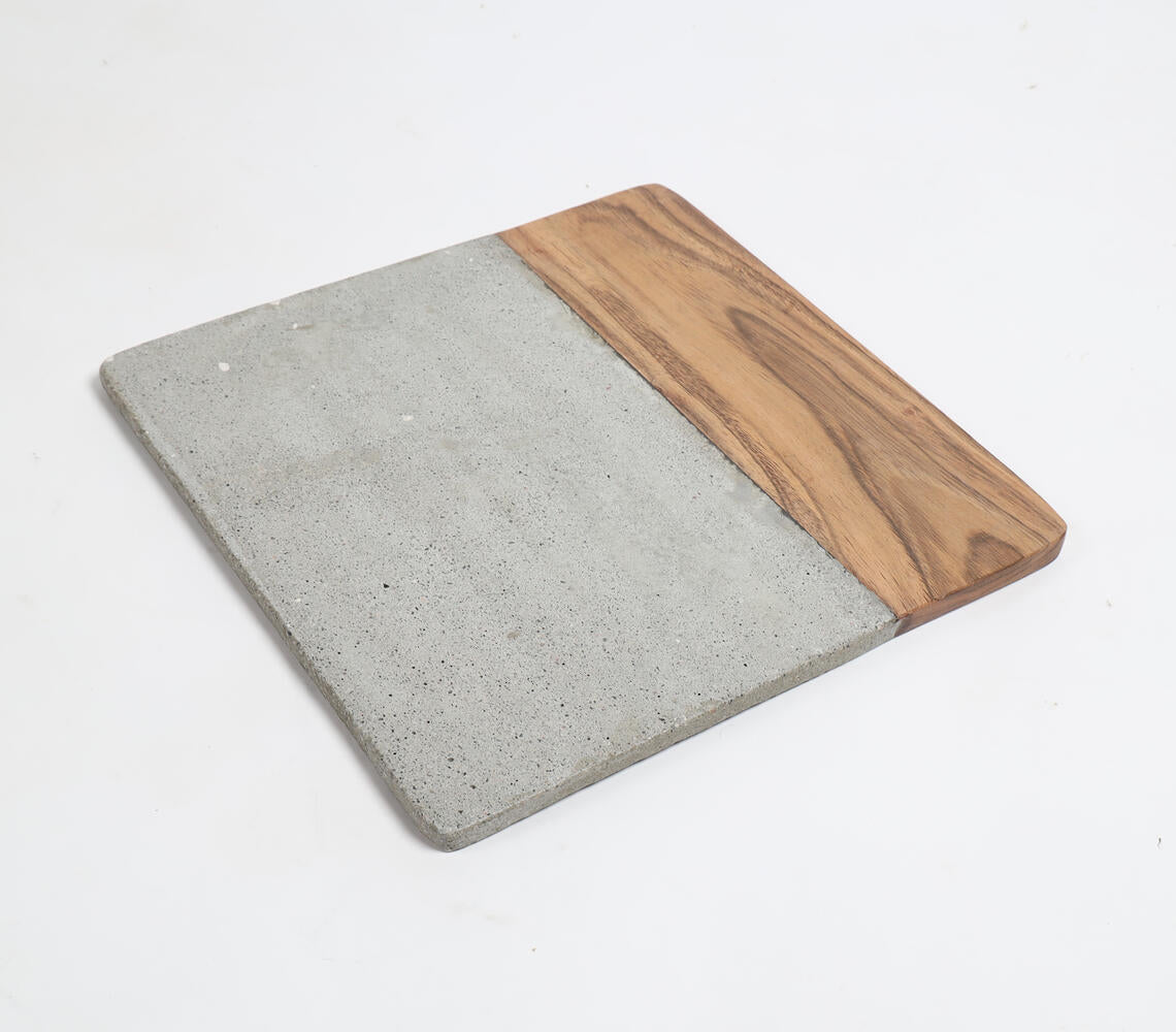 Hand Cut Acacia Wood & Concrete Cheese Board