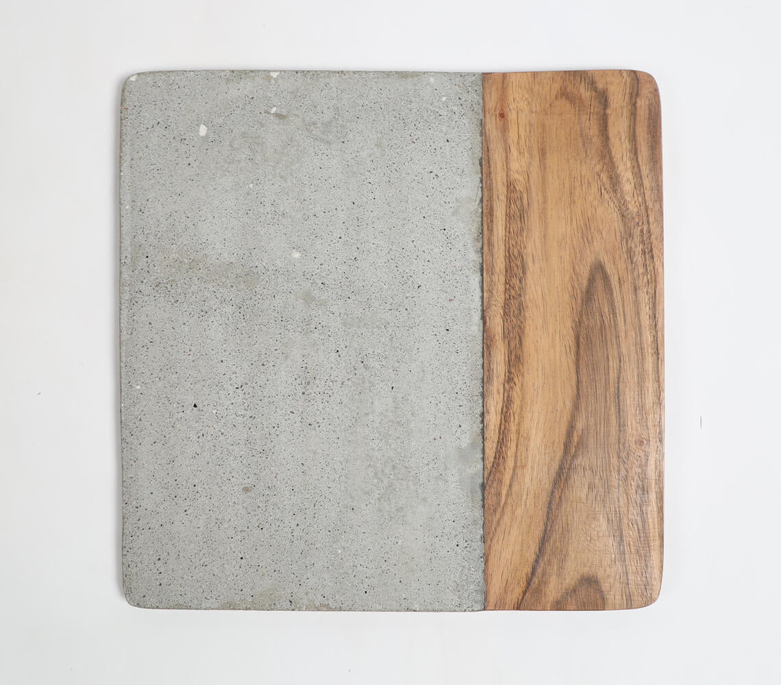 Hand Cut Acacia Wood & Concrete Cheese Board