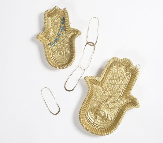 Aluminium Hamsa Hand Trinket Trays (set of 2)