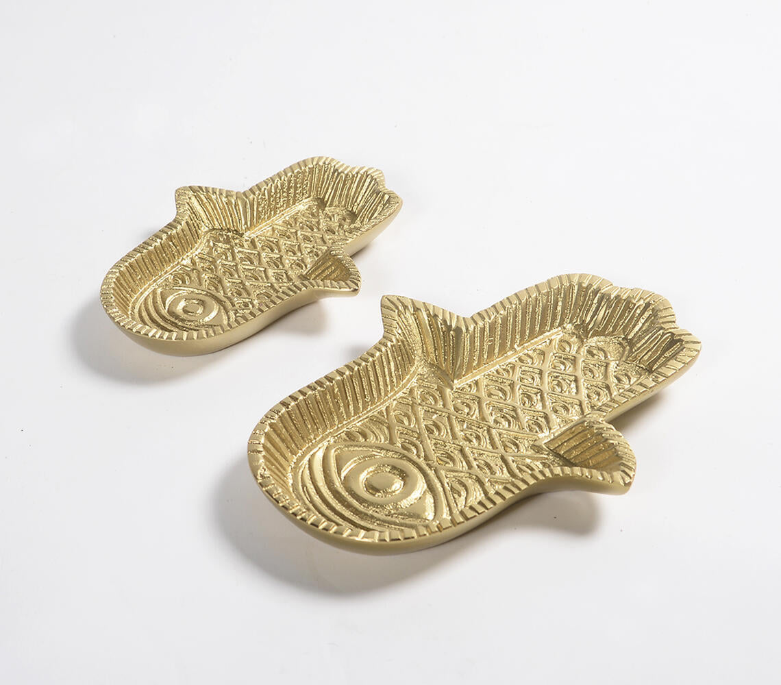 Aluminium Hamsa Hand Trinket Trays (set of 2)
