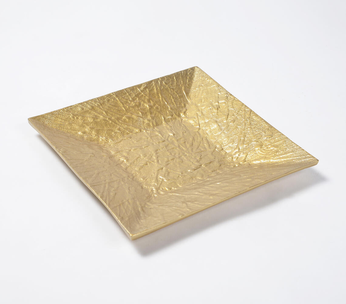 Golden Lacquered Aluminium Decorative Trays (Set of 2)
