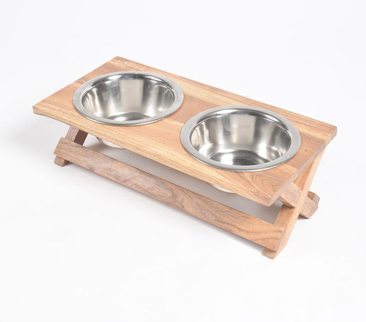 Hand Cut Vintage Wooden Pet Feeder-0